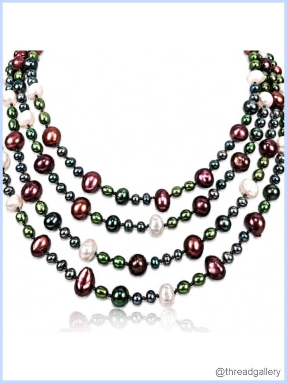 Multi-Strand Freshwater Pearl Necklace 24in Rice Pearls Silver Clasp